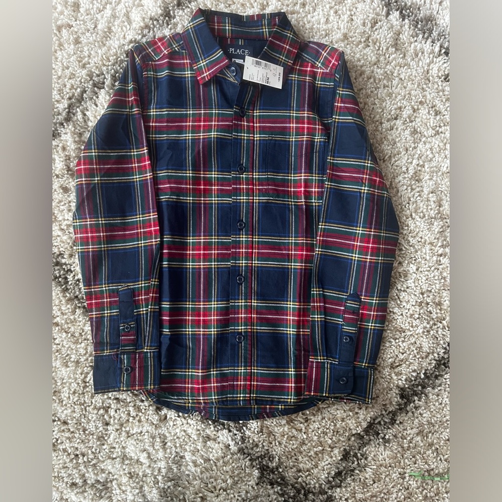 Boys The Children’s Place Long Sleeve Button Up Size Medium 7/8